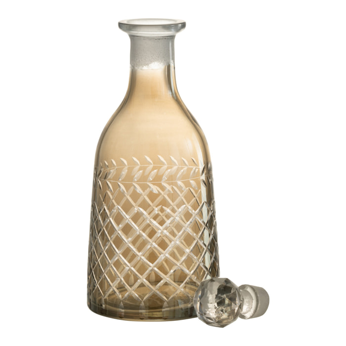 J-Line carafe Carreaux Branche - verre - gris/beige