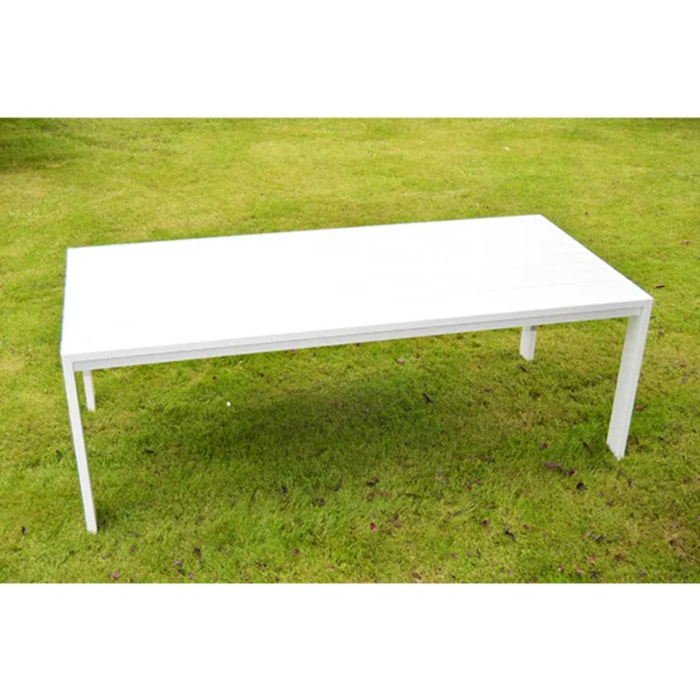 Table de jardin aluminium blanc 220 cm x 103 cm x 76 cm