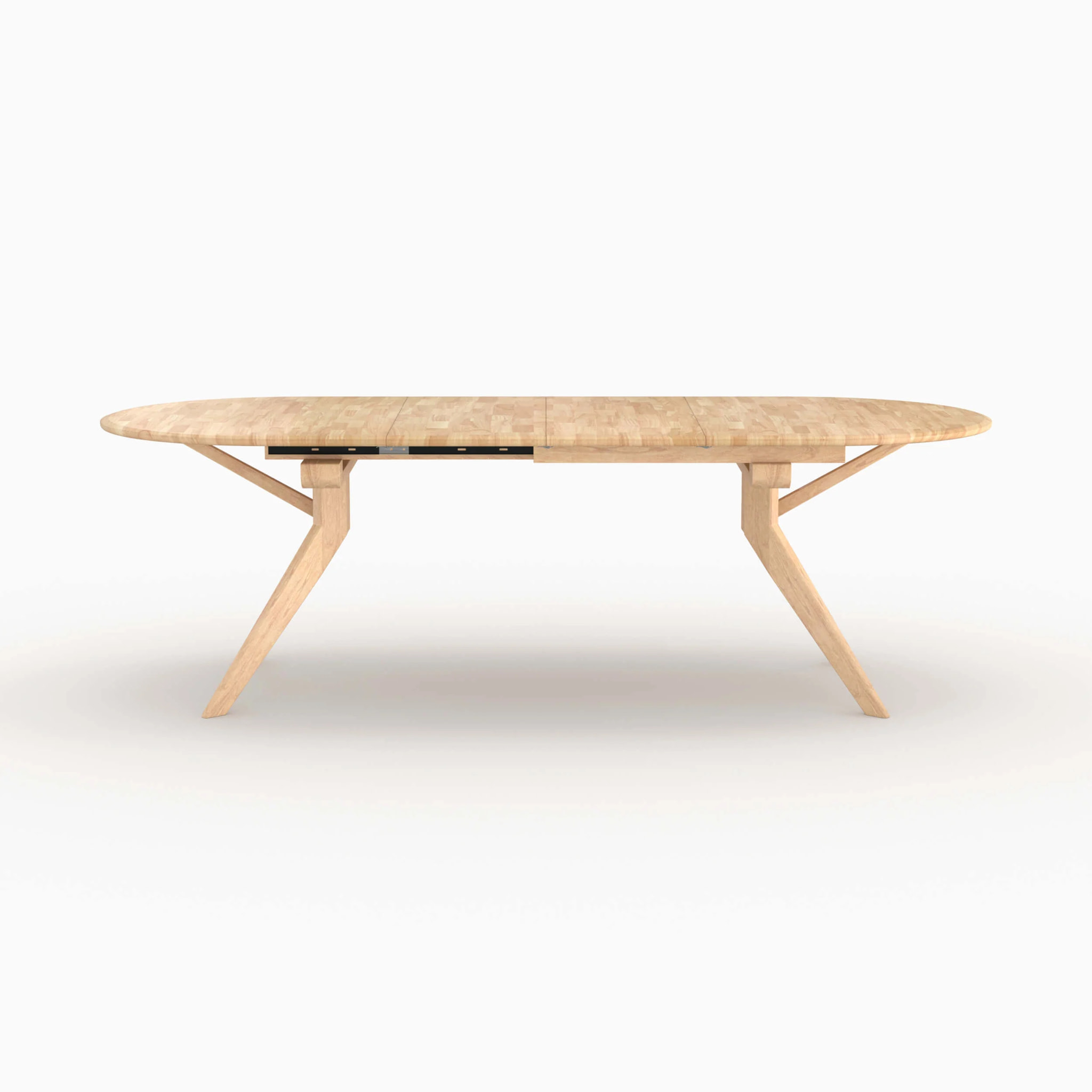 Table extensible en bois d'hévéa massif clair 6 à 10 personnes - Oli