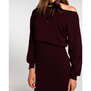 Falda larga de punto recta de mujer