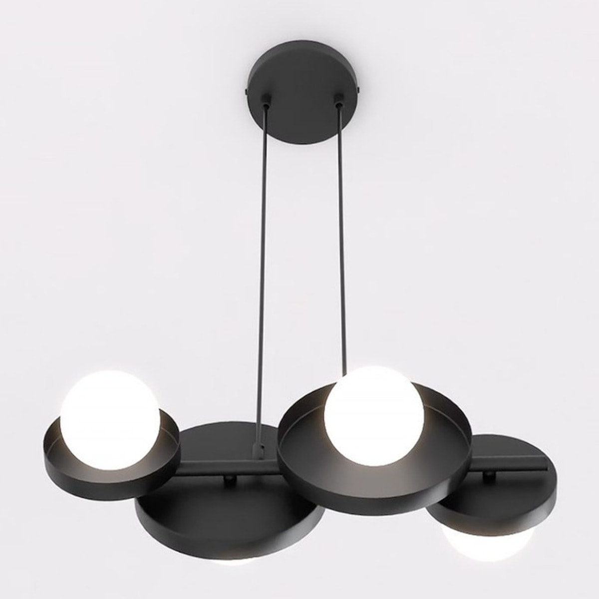 Lampada a sospensione Model in acciaio nero con sfere luminose