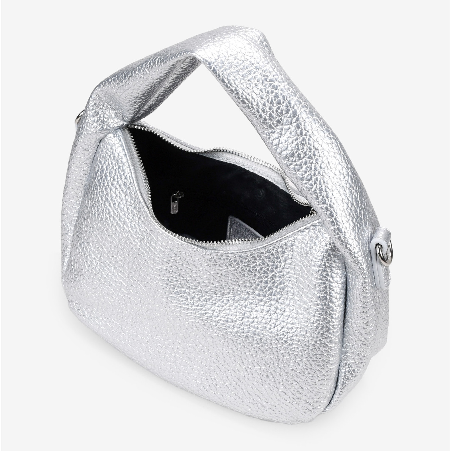 Bolso pequeño plateado con cremallera