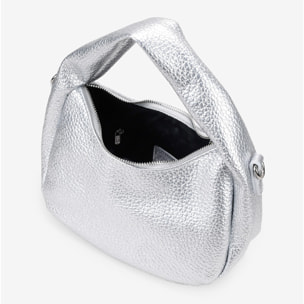 Bolso pequeño plateado con cremallera