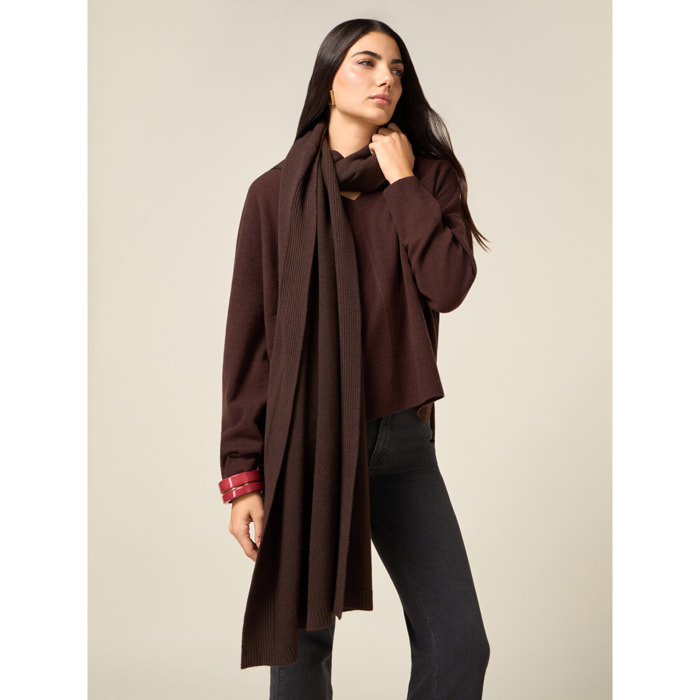Oltre - Maxi sciarpa in maglia misto viscosa - Marrone