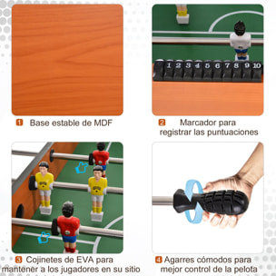 Mesa de Futbolín MDF Acero Inoxidable Plástico 122x61x80 7cm