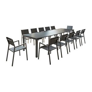 Console extensible et 12 chaises en aluminium LACOS