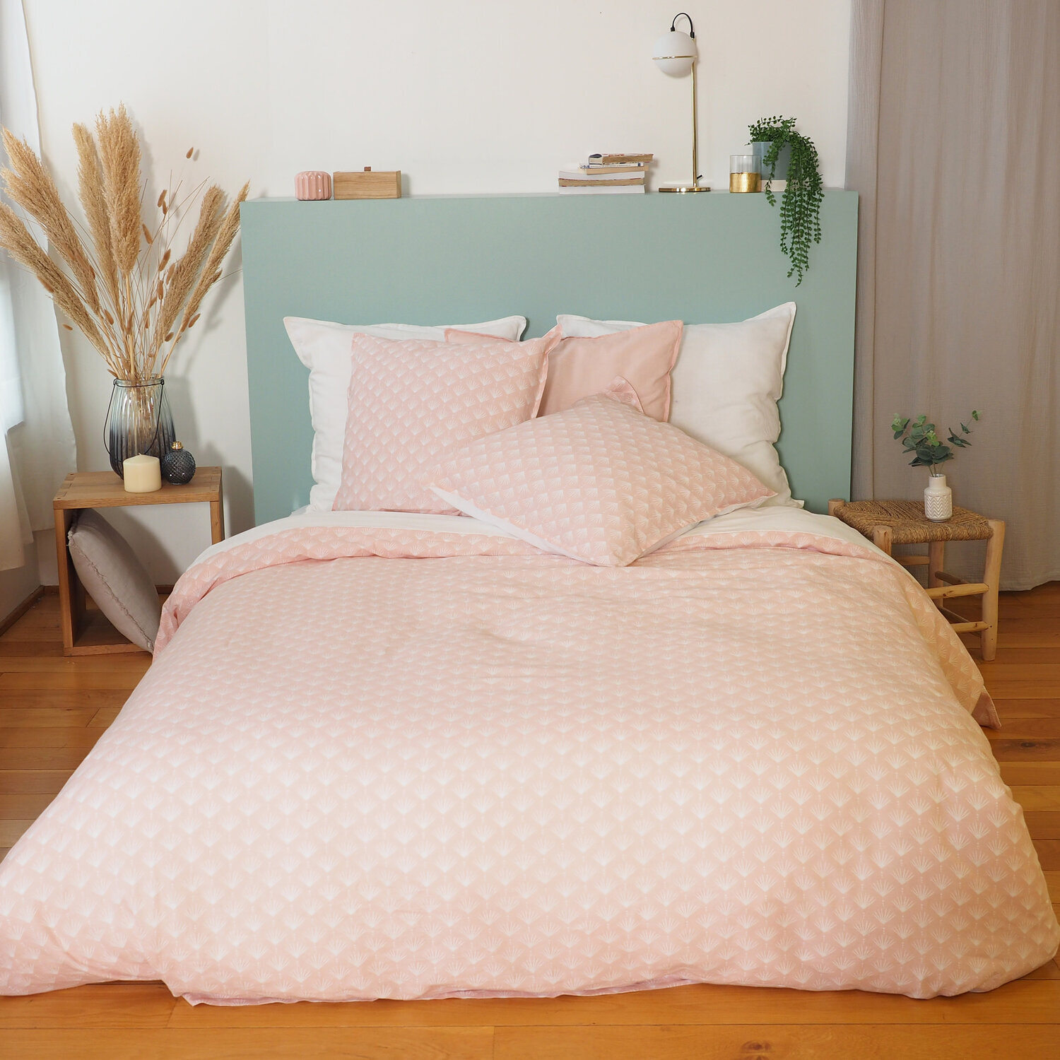 Parure housse de couette 3pcs 100% coton lave 57 fils evi