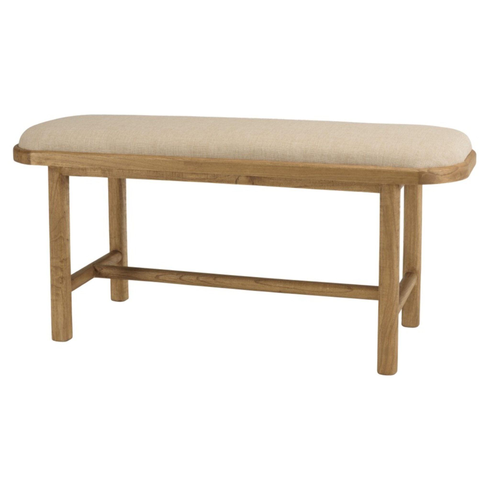 AMY - Banc 1 place avec coussin beige en bois de mindi et rotin
