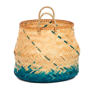 Panier bambou naturel et bleu