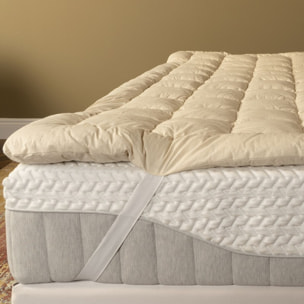 Surmatelas Connemara | Laine Mérinos 100% biologique | Soulage du mal de dos | Matelassé pour plus de confort | thermorégulation