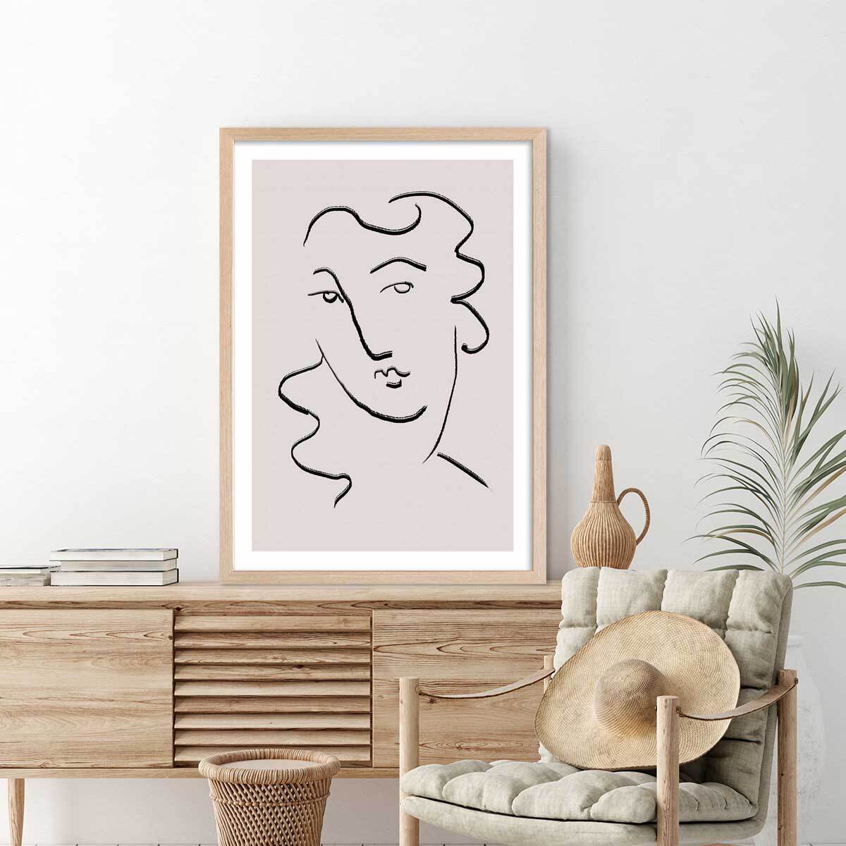 Affiche Simple Ligne No2 Affiche + cadre en bois - Chêne