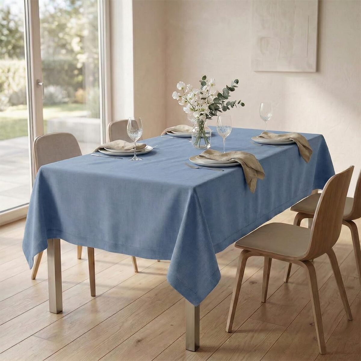 Tovaglia in cotone ajour elegante e versatile, tessuto morbido e resistente, ideale per tavola quotidiana e occasioni formali, design raffinato e discreto, facile da lavare e stirare, certificata sicura per uso domestico