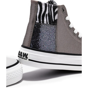 Zapatillas Altas de Niña Patchwork Multicolor B&W