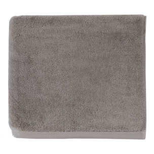 Serviette de bain unie en coton peigné biologique, ESSENTIEL, Gris Galet
