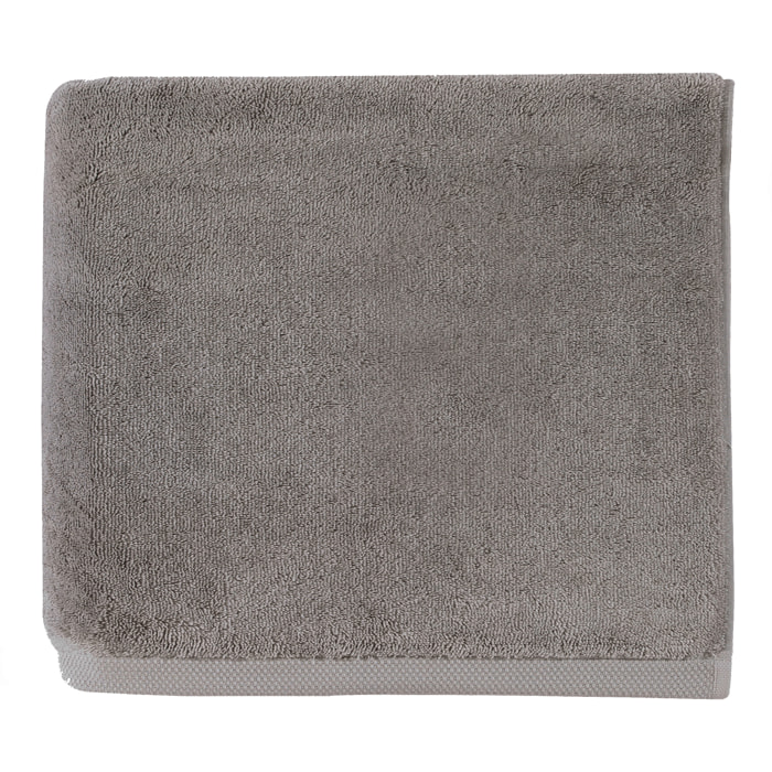 Serviette de bain unie en coton peigné biologique, ESSENTIEL, Gris Galet