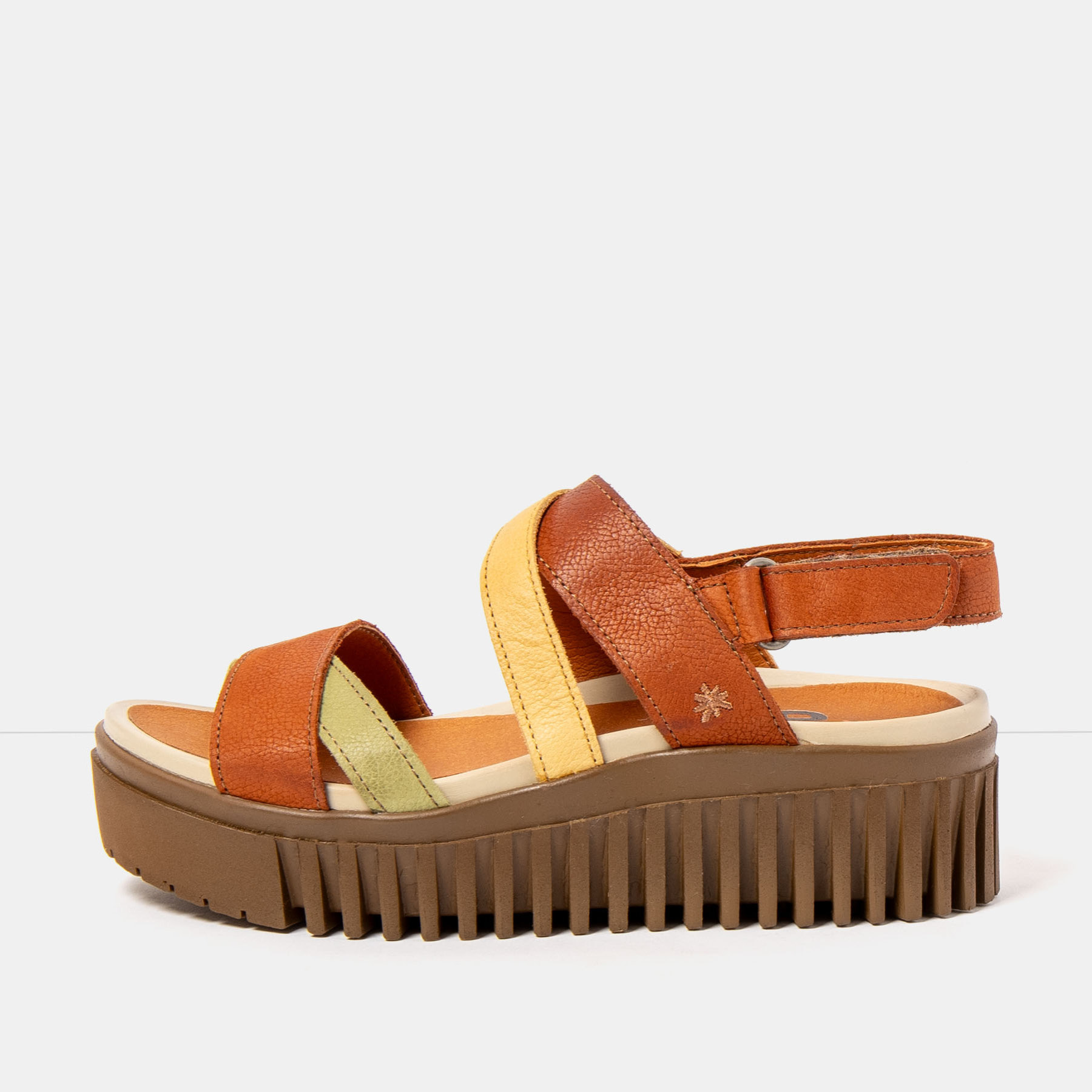 Sandalia de cuña 1676 MULTI DARK ORANGE-HONEY/BRIGHTON color Dark orange-honey