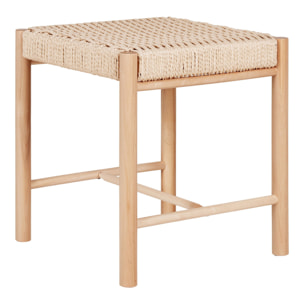 Sgabello Abano in legno di pioppo e corda naturale 42x42x46,5 cm