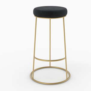 Tabouret de bar 73 cm en velours noir (lot de 2) - Kendal