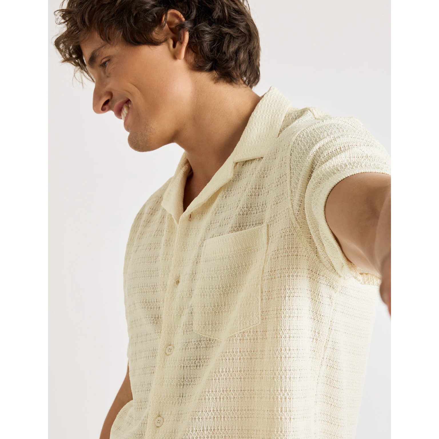 Camisa Manga Corta Off White - Puntillet