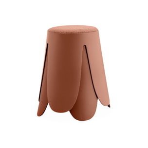 Set de 2 tabourets empilables terracotta. bouclette texturée. NIKI. Ø30 / 44 x H46cm