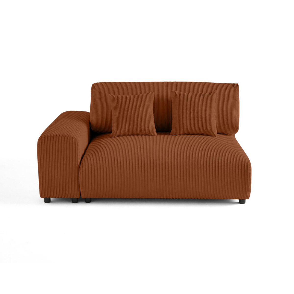 Garance - module d'assise 2 places avec accoudoir gauche - en velours côtelé - Terracotta