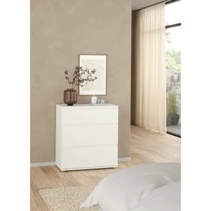 Cassettiera atre cassetti, colore bianco, cm 76 x 83 x 40