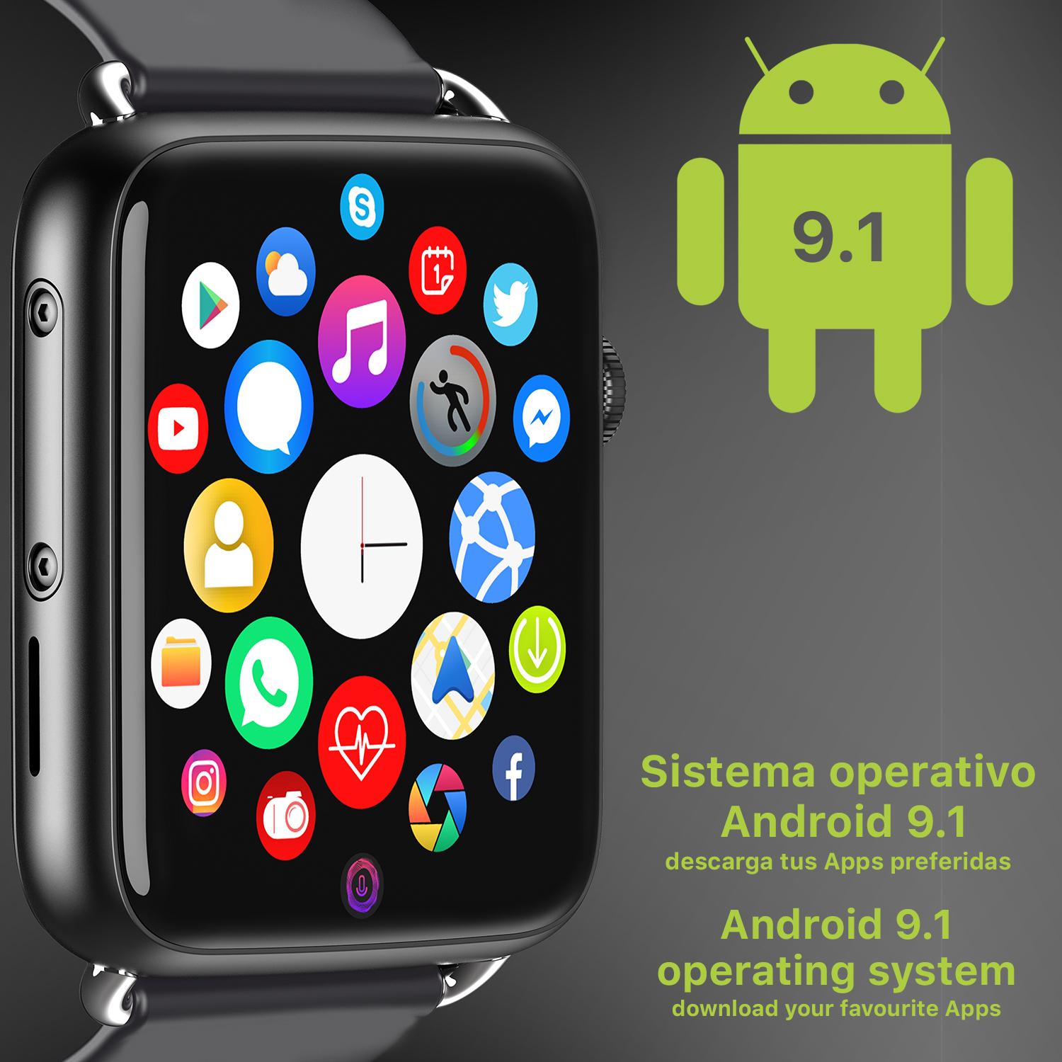 Smartwatch Phone M20-C 4G con sistema operativo Android 9.1, Quad Core, Wifi, GPS. Fotocamera integrata da 5mpx. 1+16GB di memoria interna.