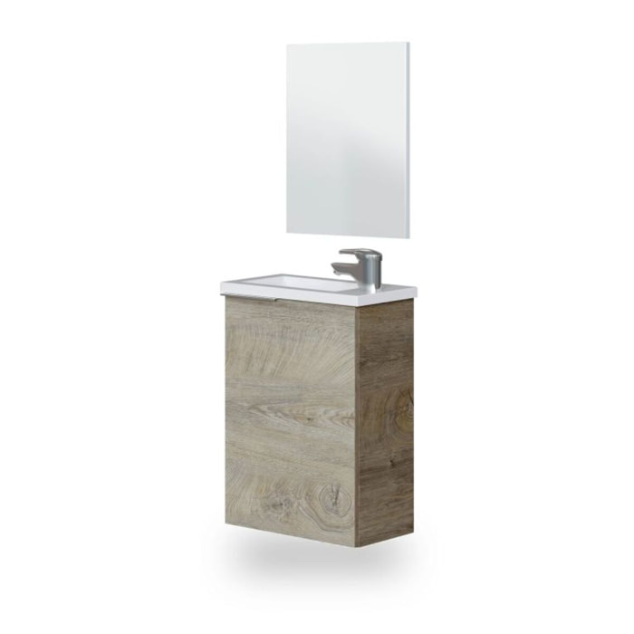 Mueble de baño con espejo Sense 1 puerta Roble Alaska
