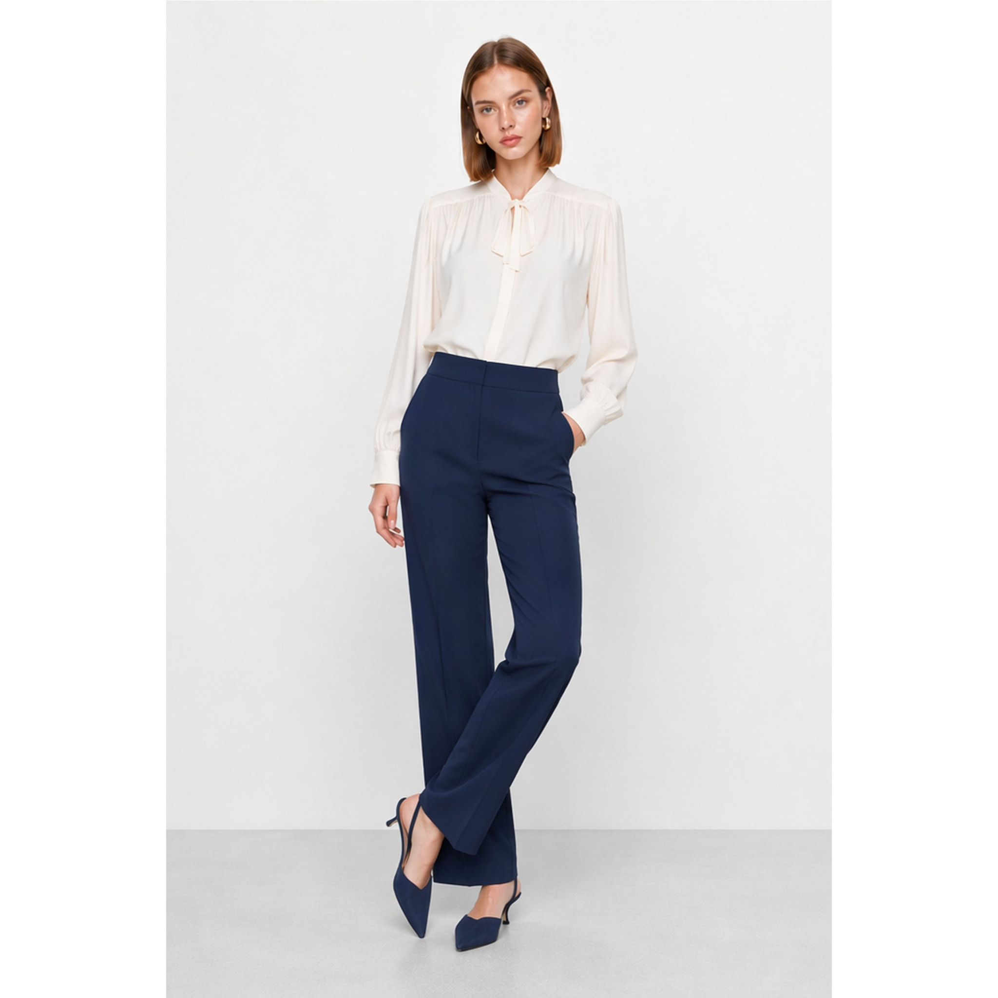 Kocca - Pantaloni da donna a vita alta con tasche e taglio dritto Donna