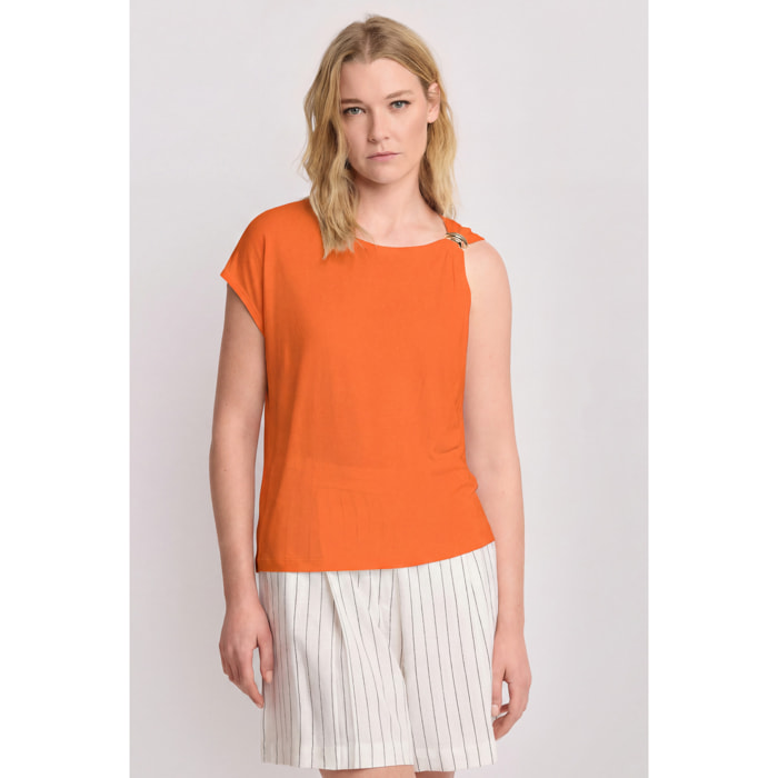 Kocca - T-shirt con dettaglio gioiello Donna, Tinta unita, Girocollo