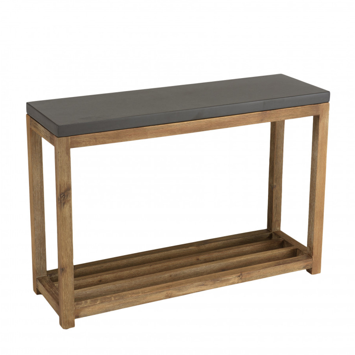 HANS - Console rect. PM double plateau effet béton foncé et acacia