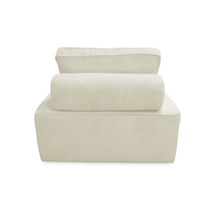 Lot de 3 chauffeuses pour canapé modulables velours côtelé crème avec un coussin