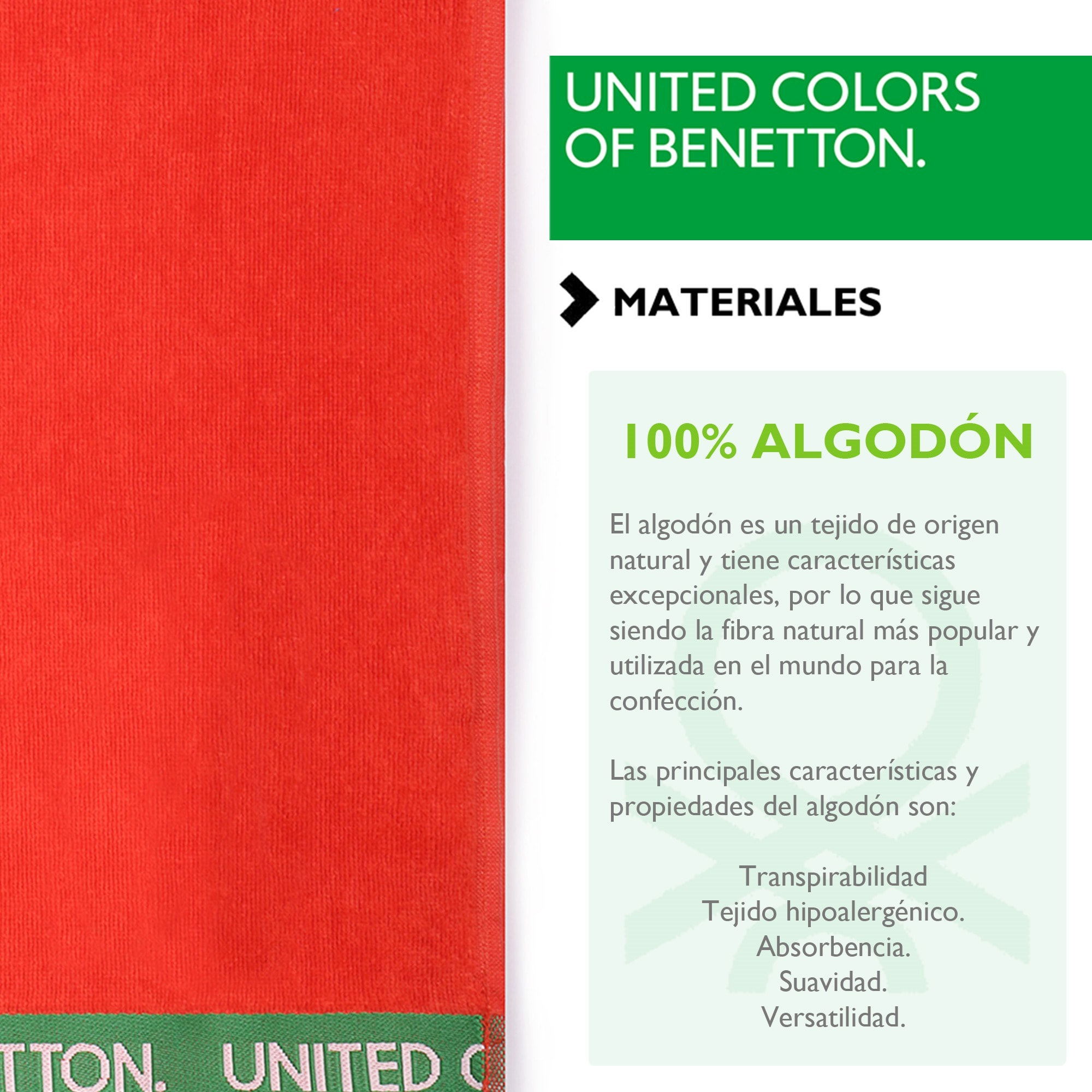 SET 2 TOALLA DE PLAYA 90X160CM 380GSM VELOUR 100%ALGODON ROJO  BENETTON