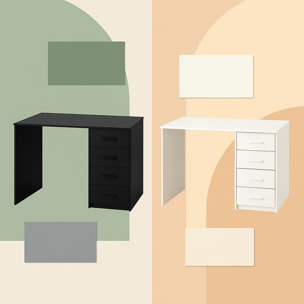 Cassiopea - Scrivania con 4 Cassetti 110x56x73 cm per PC da Ufficio in Legno Bianca