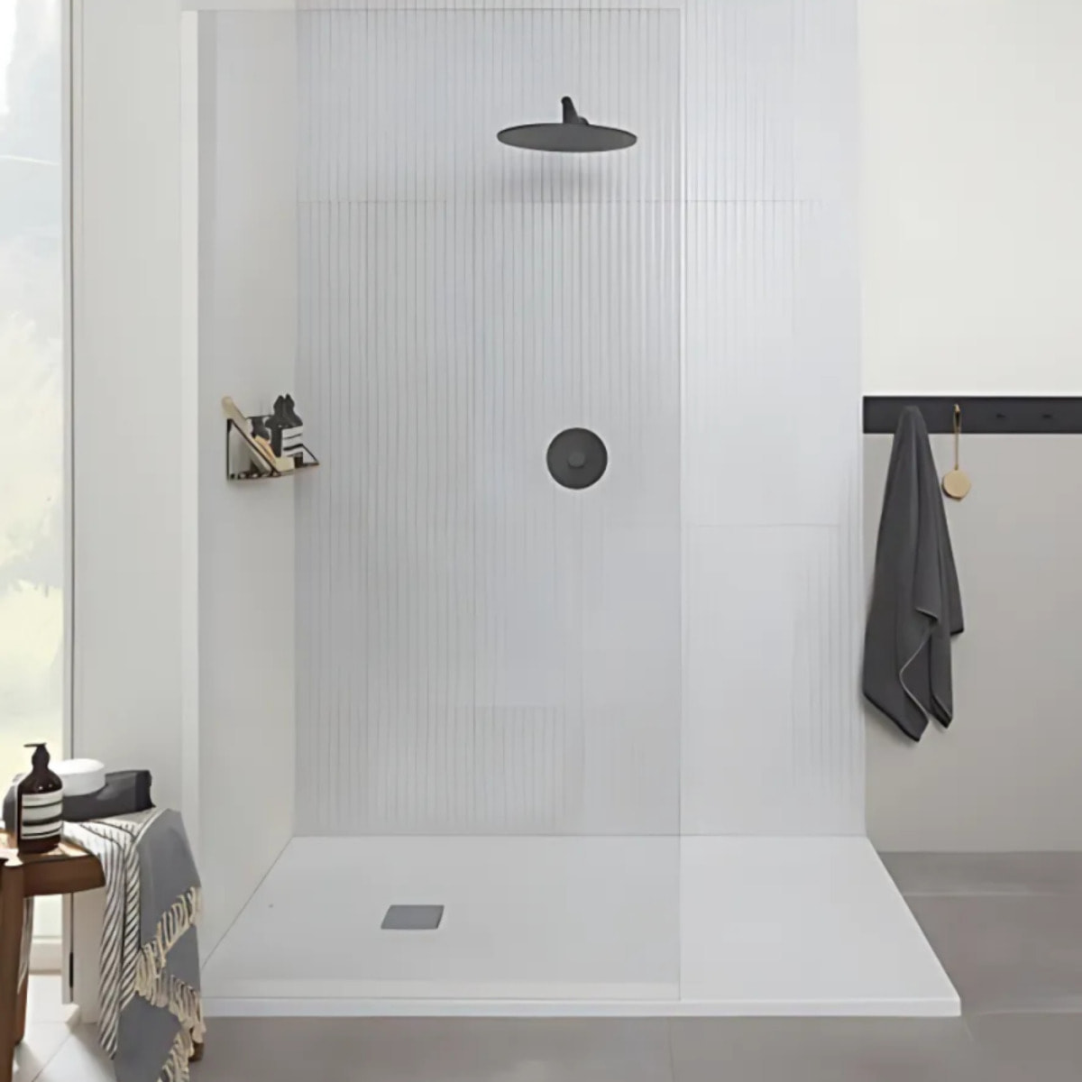 Receveur antidérapant Planeo acrylique stone white