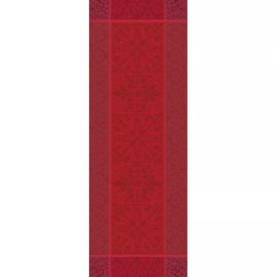Chemin de table pur coton anti tache motif jacquard Cassandre grenat