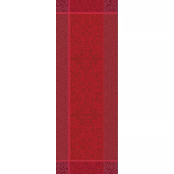 Chemin de table pur coton anti tache motif jacquard Cassandre grenat