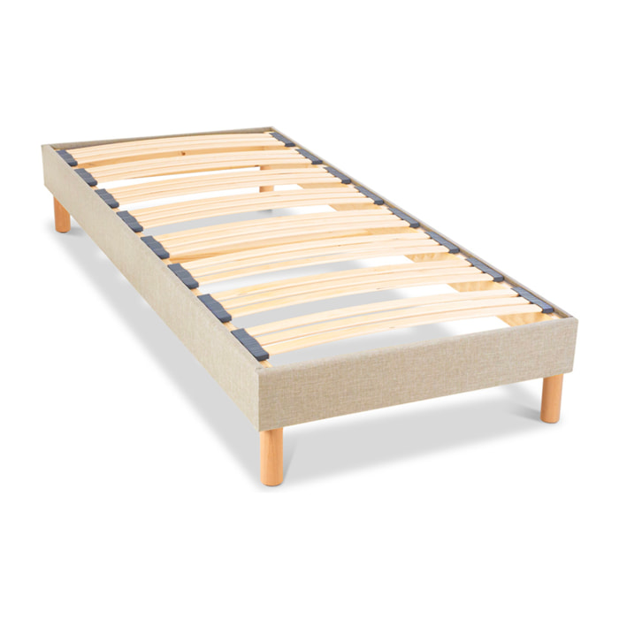 Ensemble Matelas Prélude 2.0 & & Sommier Lino, 25 cm, Latex 100% Naturel, Technologie Tri-Lattes, Soutien Ferme
