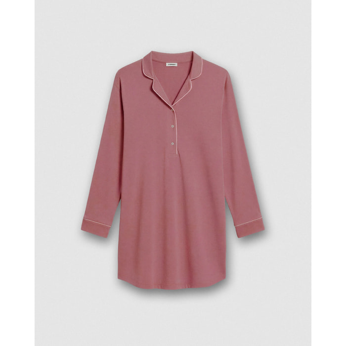Camisón camisero algodón liso malva