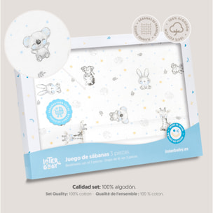 Triptico Coche Franela Modelo Koala Bco/Azul