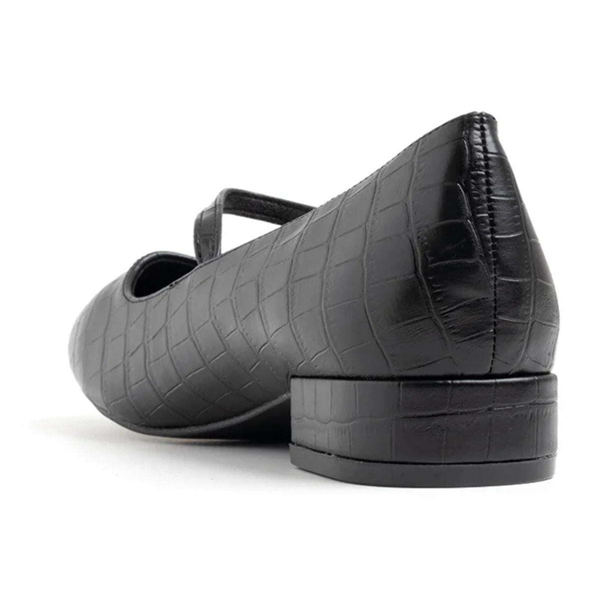 Ballerina con texture pitonata e cinturino - NERO