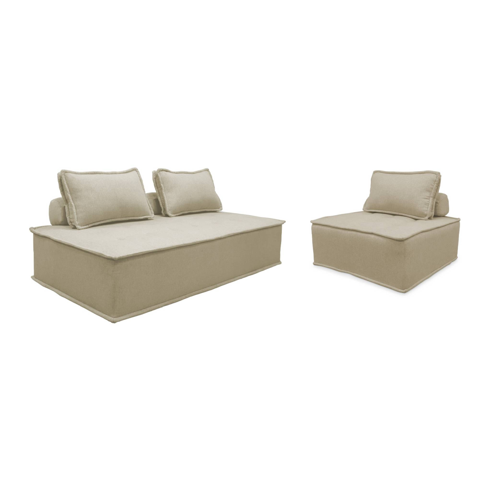 Ensemble chauffeuses DAO pour canapé modulable en tissu capitonné 3 places beige