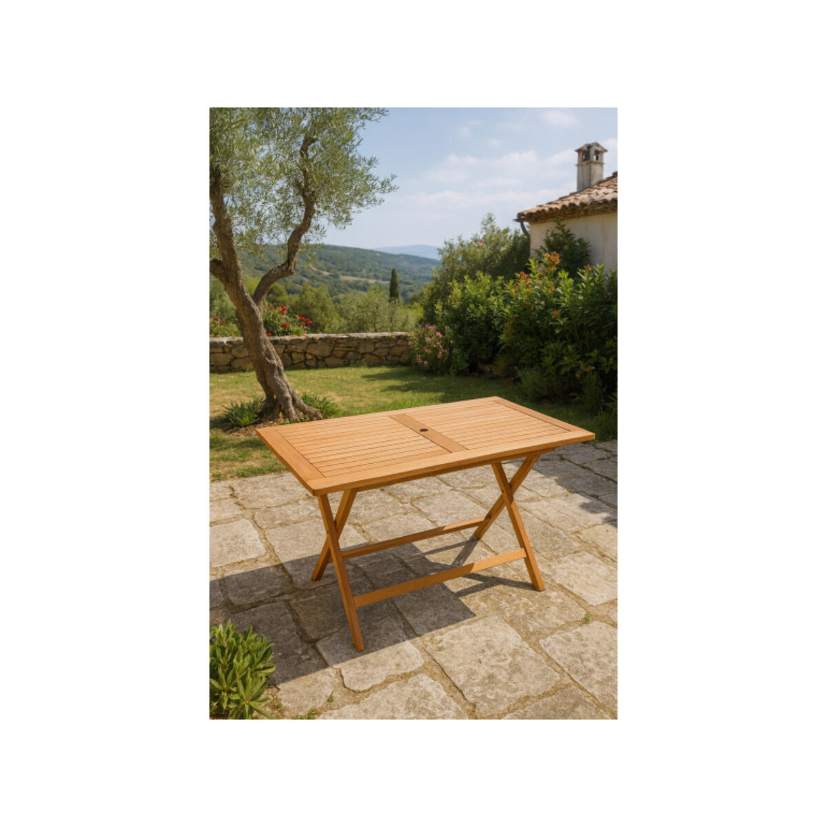 Table de jardin rectangulaire pliante 150 cm en bois de teck massif - TECKIA
