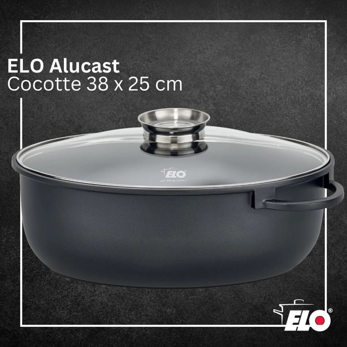 Cocotte 38 x 25 cm en fonte aluminium antiadhésive 7 L Elo Alucast