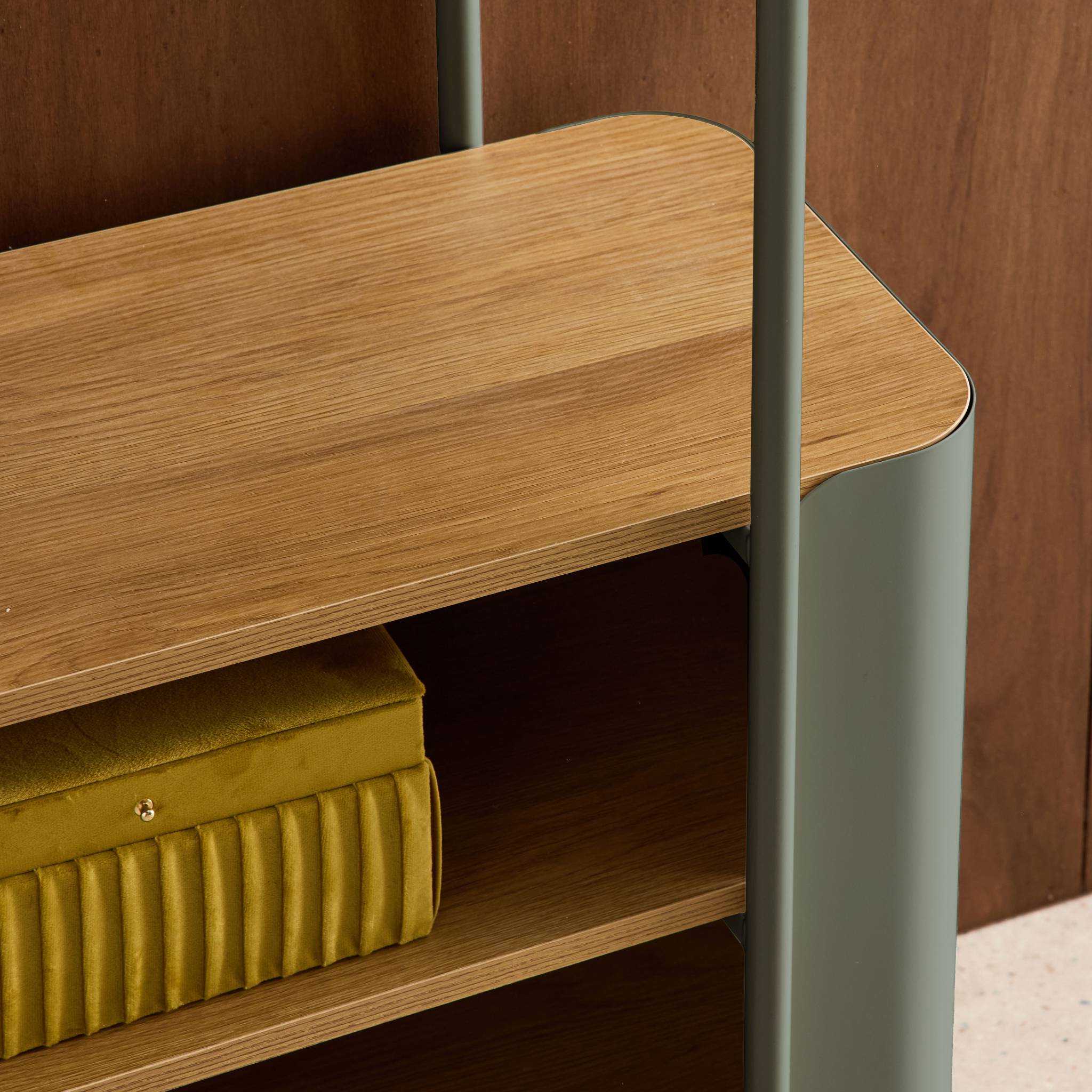 Etagère bibliothèque métal courbé et décor bois 6 niveaux MOLTO