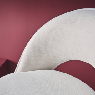 Lot de deux tabourets de bar ajustables métal et tissu blanc cassé. pied blanc - L 49 x P 49 x H 88.5-110cm - Abby