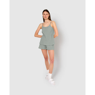Pijama corto muselina tirante verde azulado