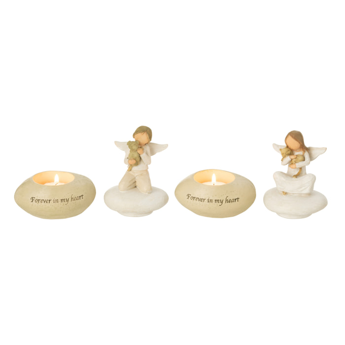 J-Line figurine Ange - pierre - beige/blanc - 2 pcs