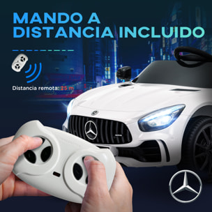 Coche Eléctrico para Niños de +3 Años Mercedes-Benz AMG GTR Carro Eléctrico Infantil con Batería 12V Mando a Distancia Faros Bocina Música y Pantalla Blanco