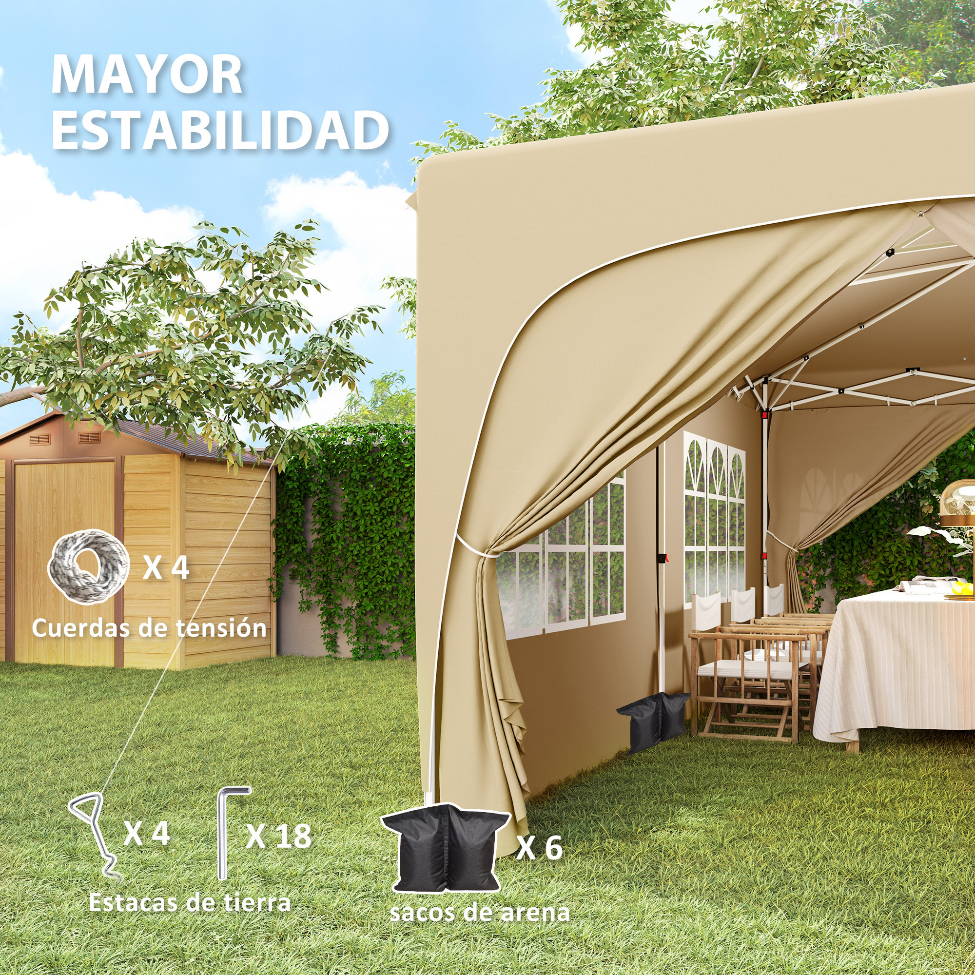 Carpa Plegable Gazebo 6x3 m Cenador Plegable con Altura Ajustable 6 Paredes Laterales Anti-UV y Bolsa de Transporte Pabellón de Jardín para Camping Fiestas